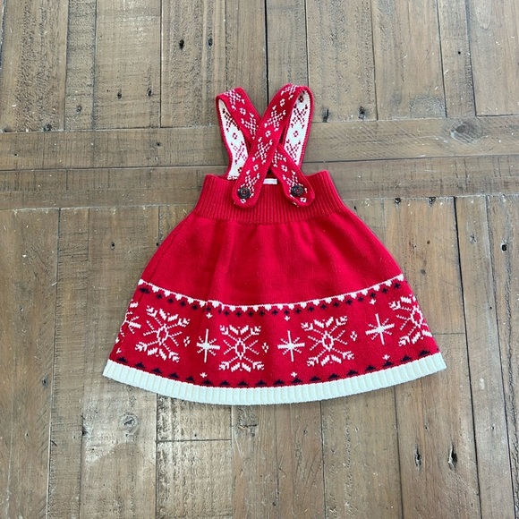 Hanna andersson red knit snowflake sweater dress - Picture 1 of 7